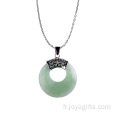 Pièce de monnaie pour femmes Aventurine verte collier pendentif chandail chaîne bijoux